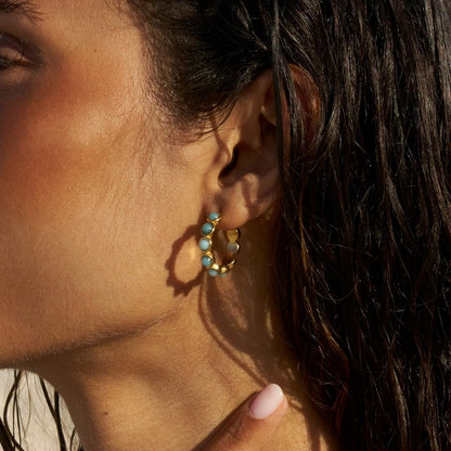 Pale Amazonite-Effect Stone Hoop Earrings