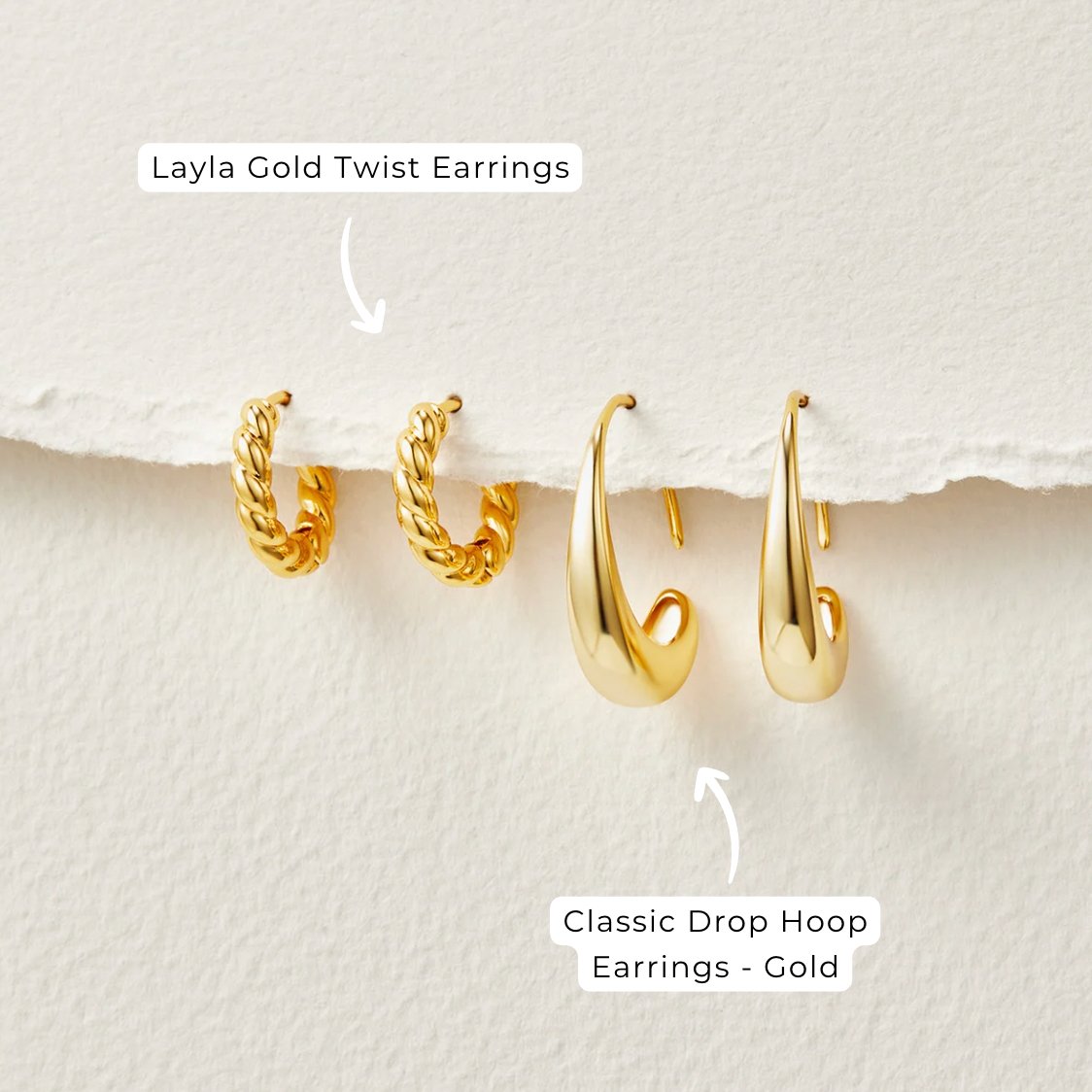 Lightweight Everyday Drop Hoop Earrings