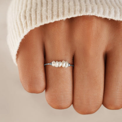 Freshwater Pearl on a Slim Silver-Tone Ring