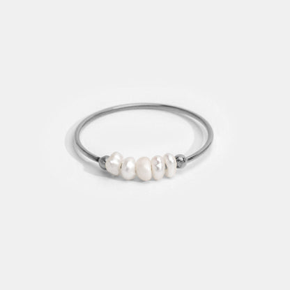 Freshwater Pearl on a Slim Silver-Tone Ring