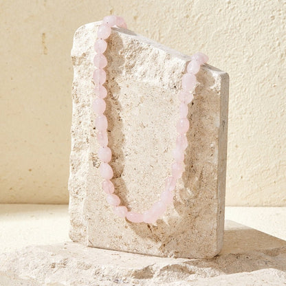 Blush Coral Toned Stone Pendant Necklace