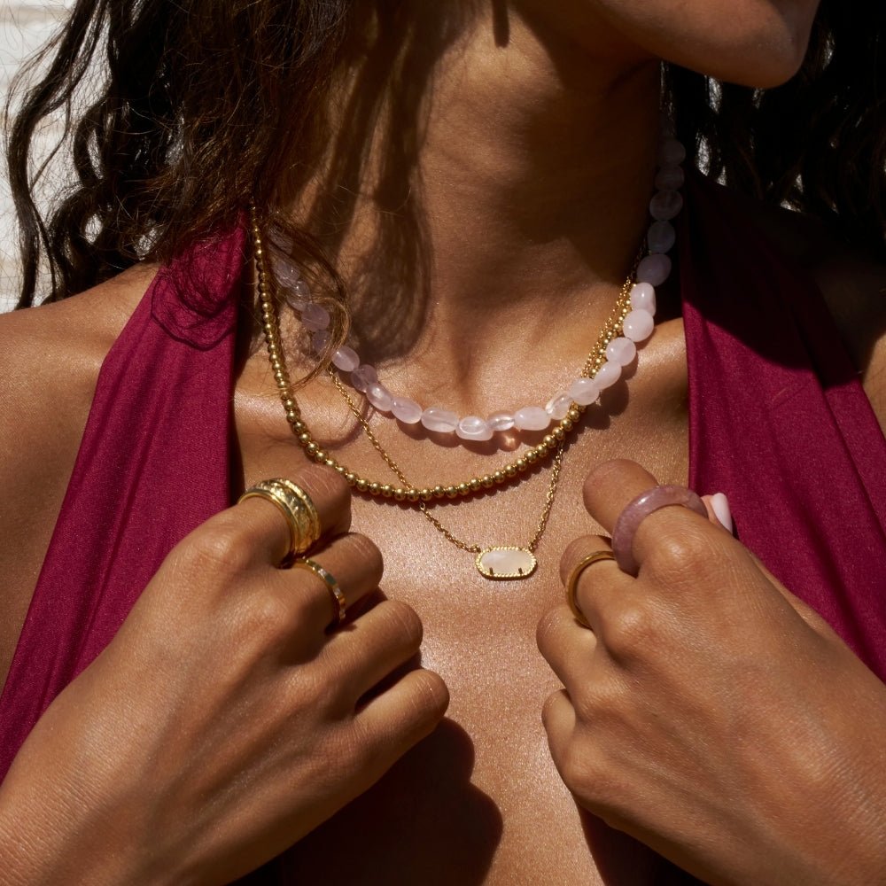 Blush Coral Toned Stone Pendant Necklace