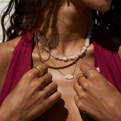 Blush Coral Toned Stone Pendant Necklace