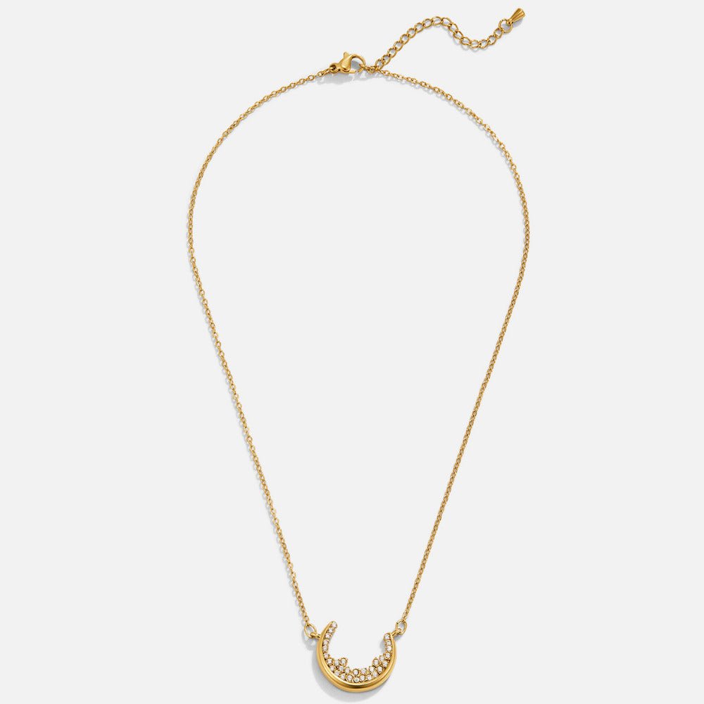 Slim Crescent Moon Charm Fine Chain Necklace