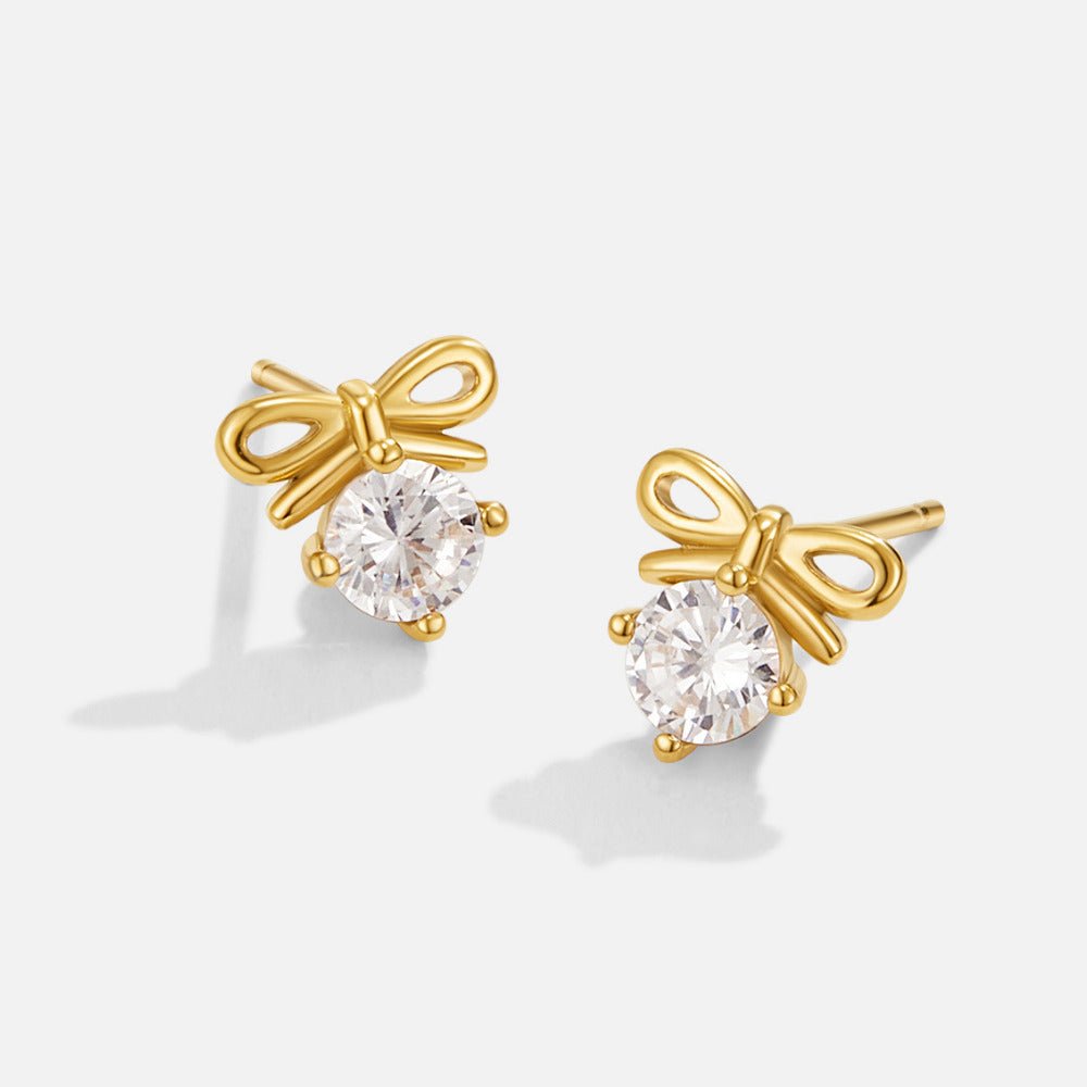 Petite Crystal Ribbon Bow Stud Earrings