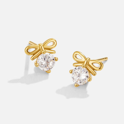 Petite Crystal Ribbon Bow Stud Earrings