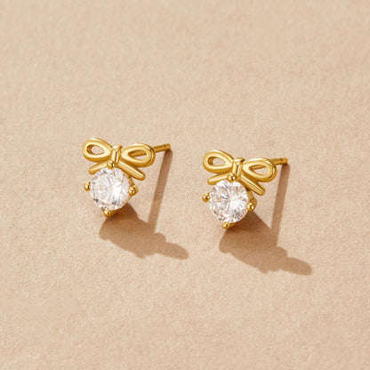 Petite Crystal Ribbon Bow Stud Earrings