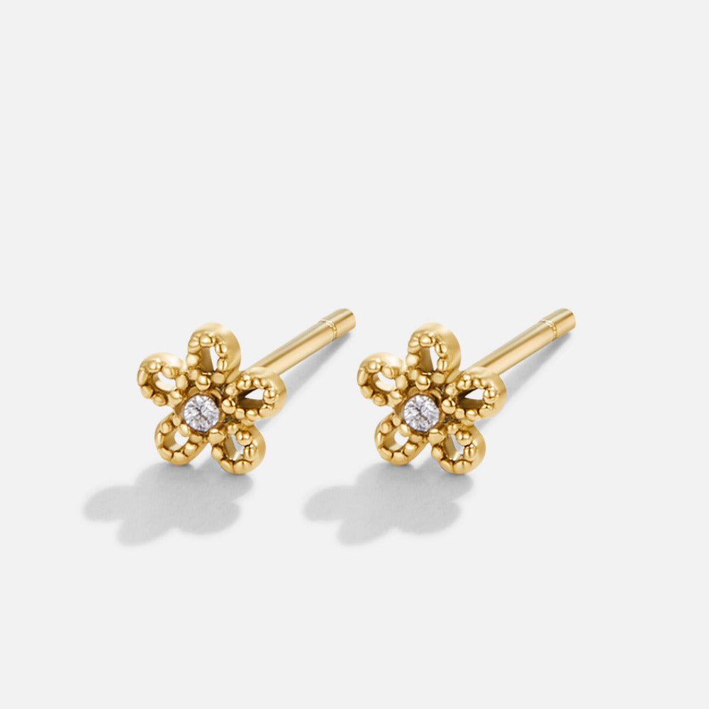 Petite Daisy Flower Crystal Stud Earrings