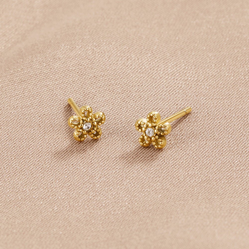 Petite Daisy Flower Crystal Stud Earrings