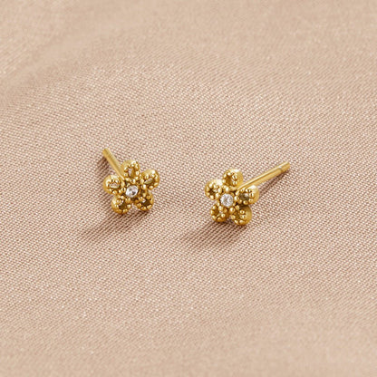 Petite Daisy Flower Crystal Stud Earrings