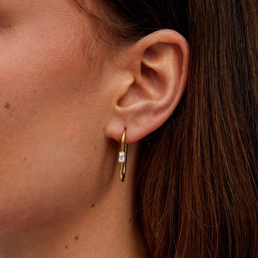 Diana Crystal Lined Gold-Tone Hoop Earrings