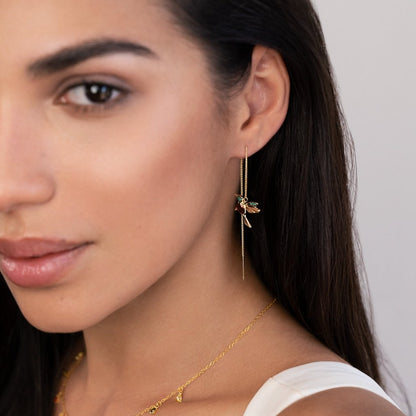 Hummingbird Tassel Earrings Set with Crystal