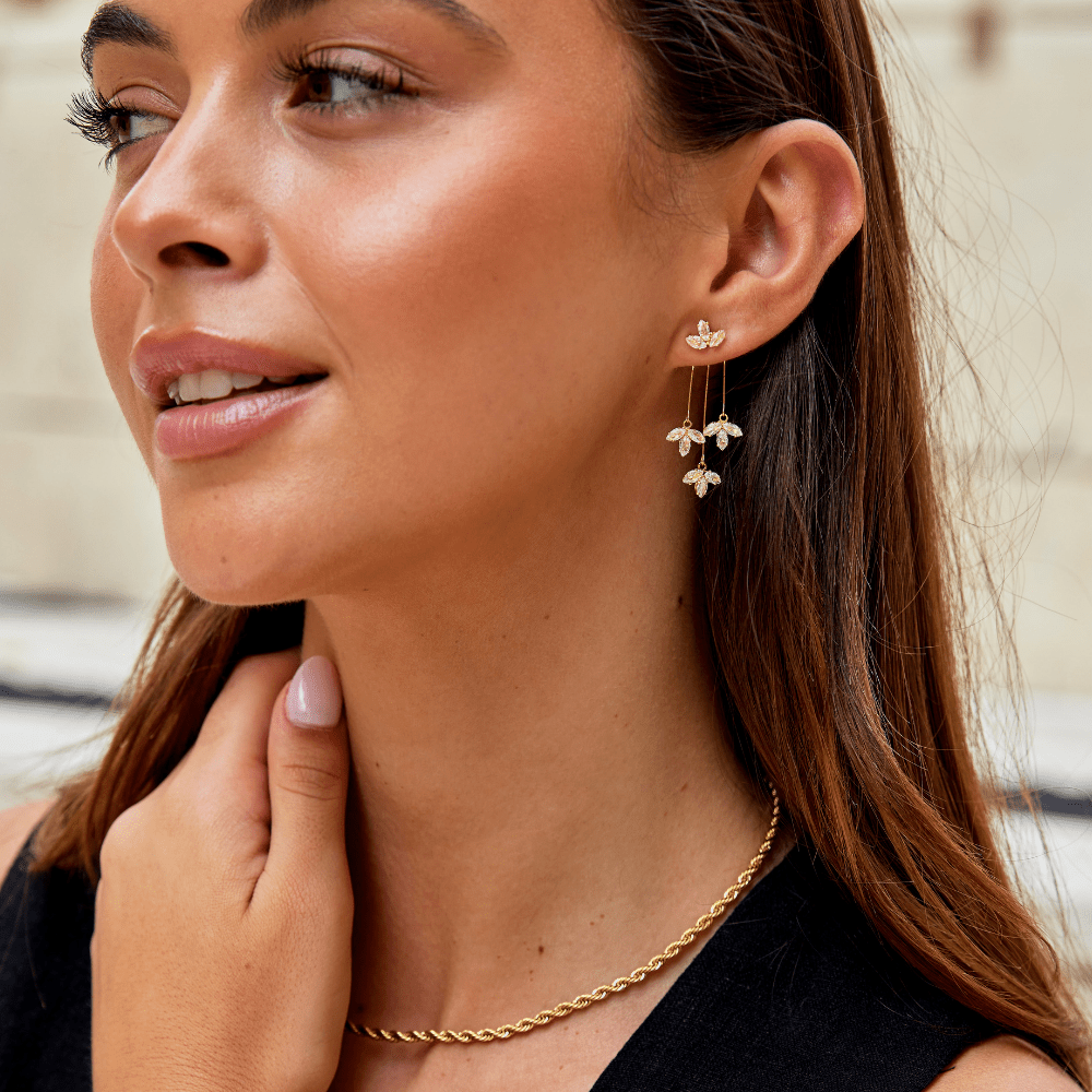 Lotus Waterfall Earrings in Cascading Crystal