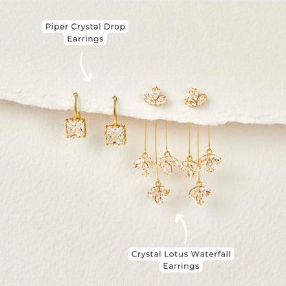 Lotus Waterfall Earrings in Cascading Crystal