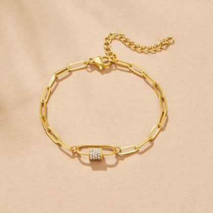Crystal Charm and Paperclip Chain Bracelet Set