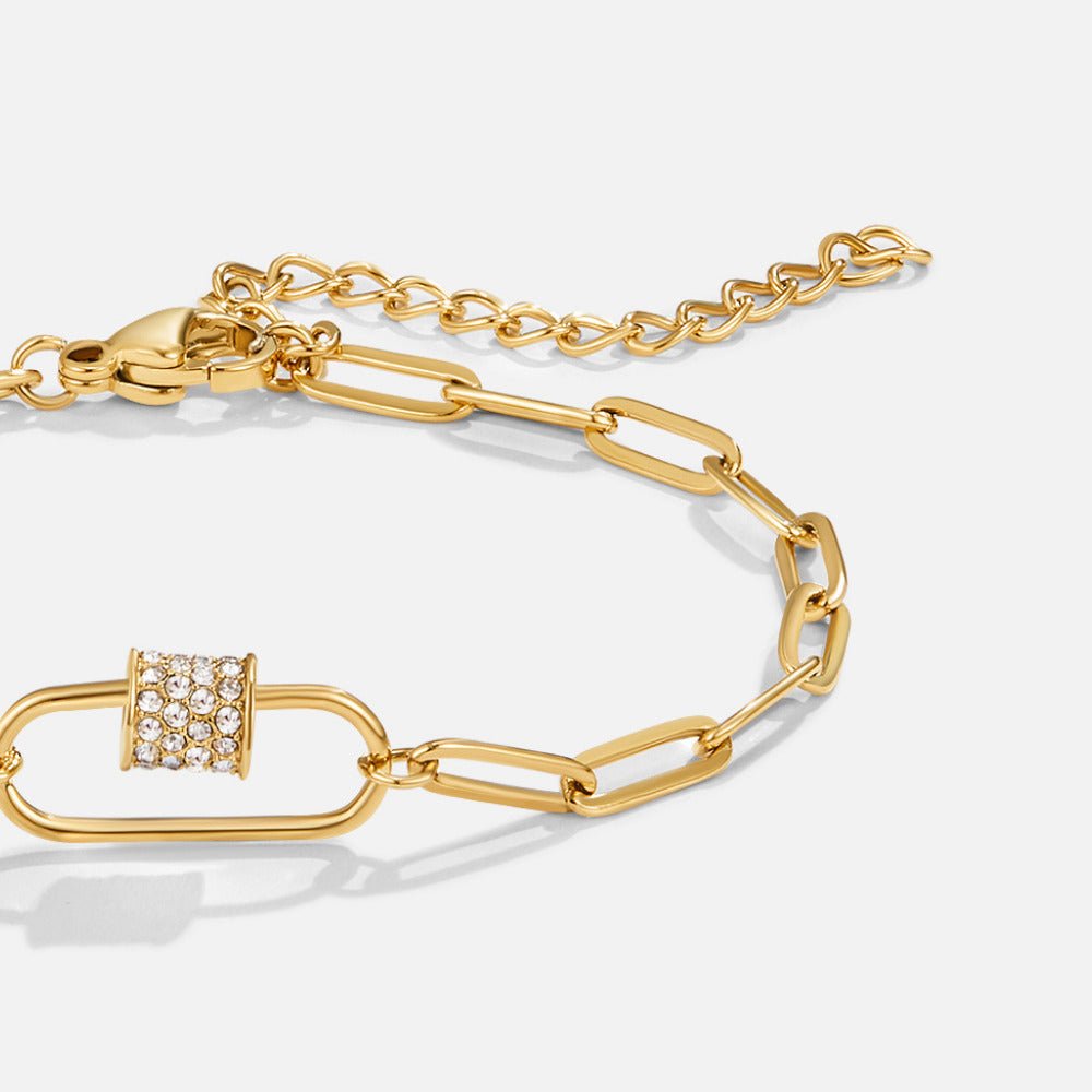 Crystal Charm and Paperclip Chain Bracelet Set