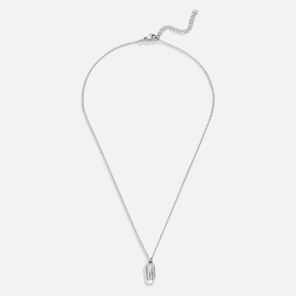 Crystal Detailed Silver-Tone Paperclip Necklace