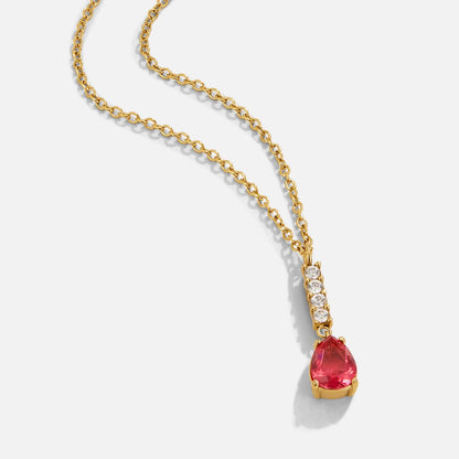 Crystal-Set Ruby Red Teardrop Pendant Necklace