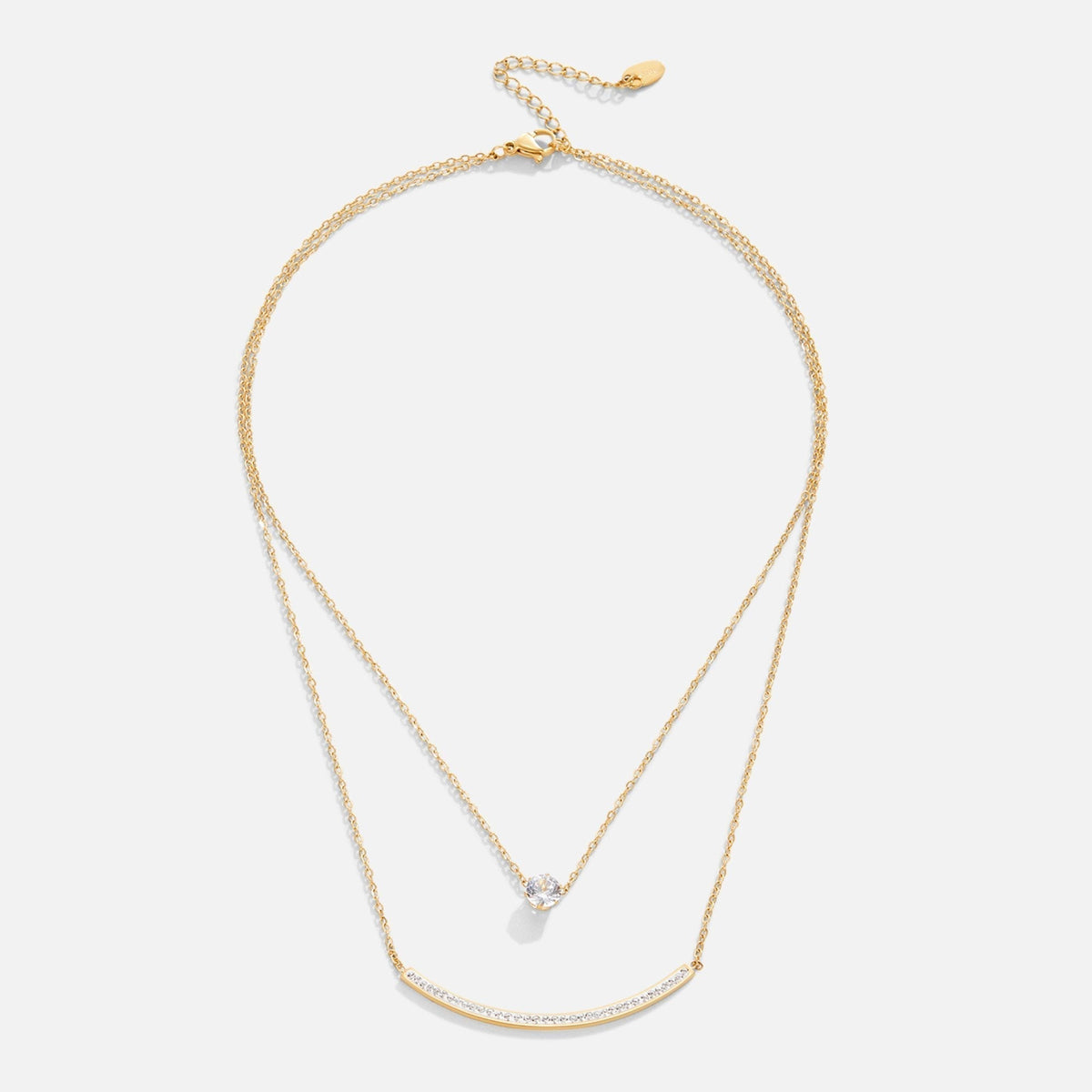 Delicate Crystal Set Layered Chain Necklace