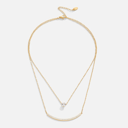 Delicate Crystal Set Layered Chain Necklace