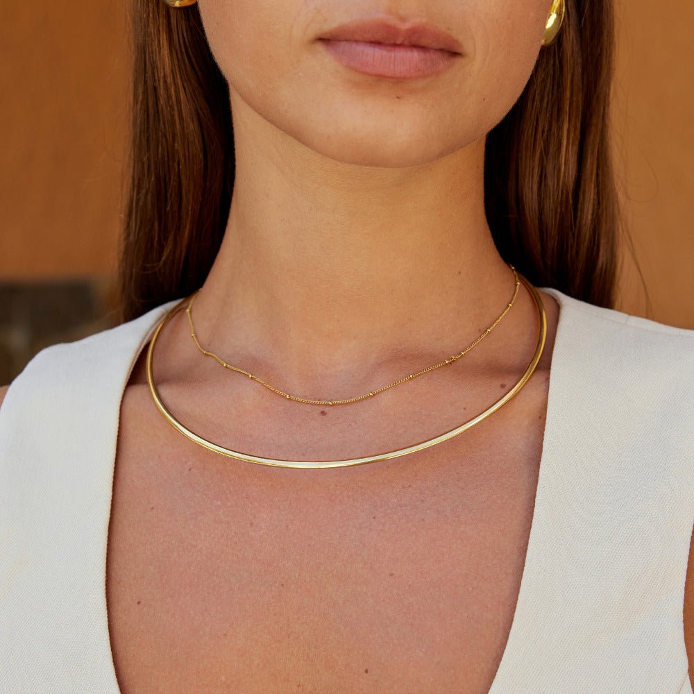 Slim Fitted Gold-Tone Collar Necklace