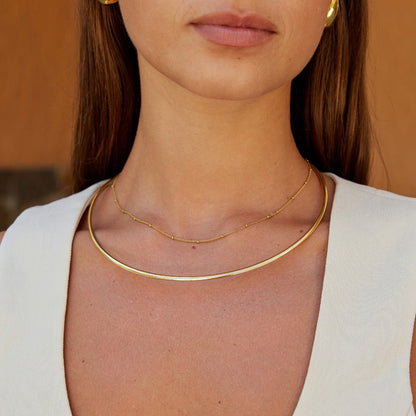 Slim Fitted Gold-Tone Collar Necklace