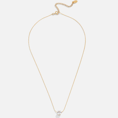 Small Round Crystal Solitaire Fine Necklace