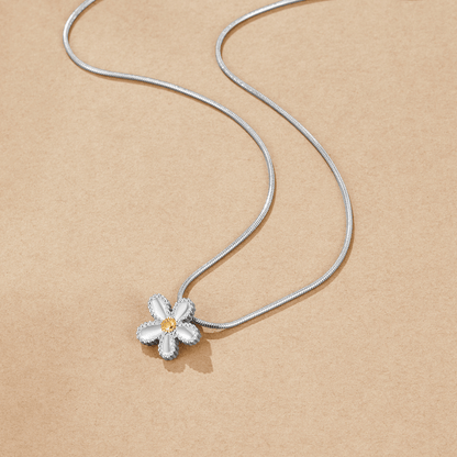 Small Daisy Flower Charm Pendant Necklace