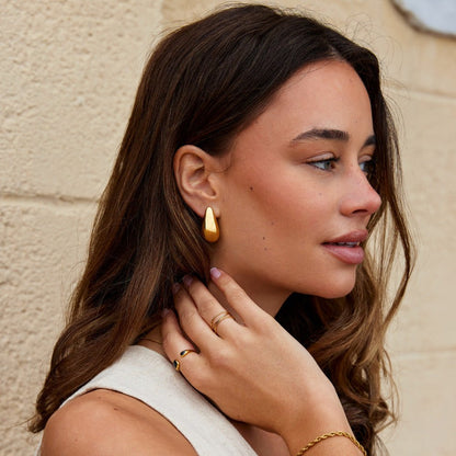 Dakota Smooth Polished Gold-Tone Drop Earrings