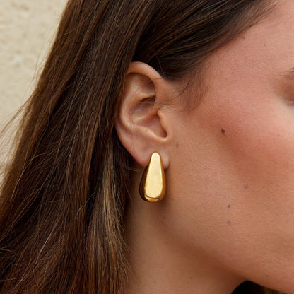 Dakota Smooth Polished Gold-Tone Drop Earrings