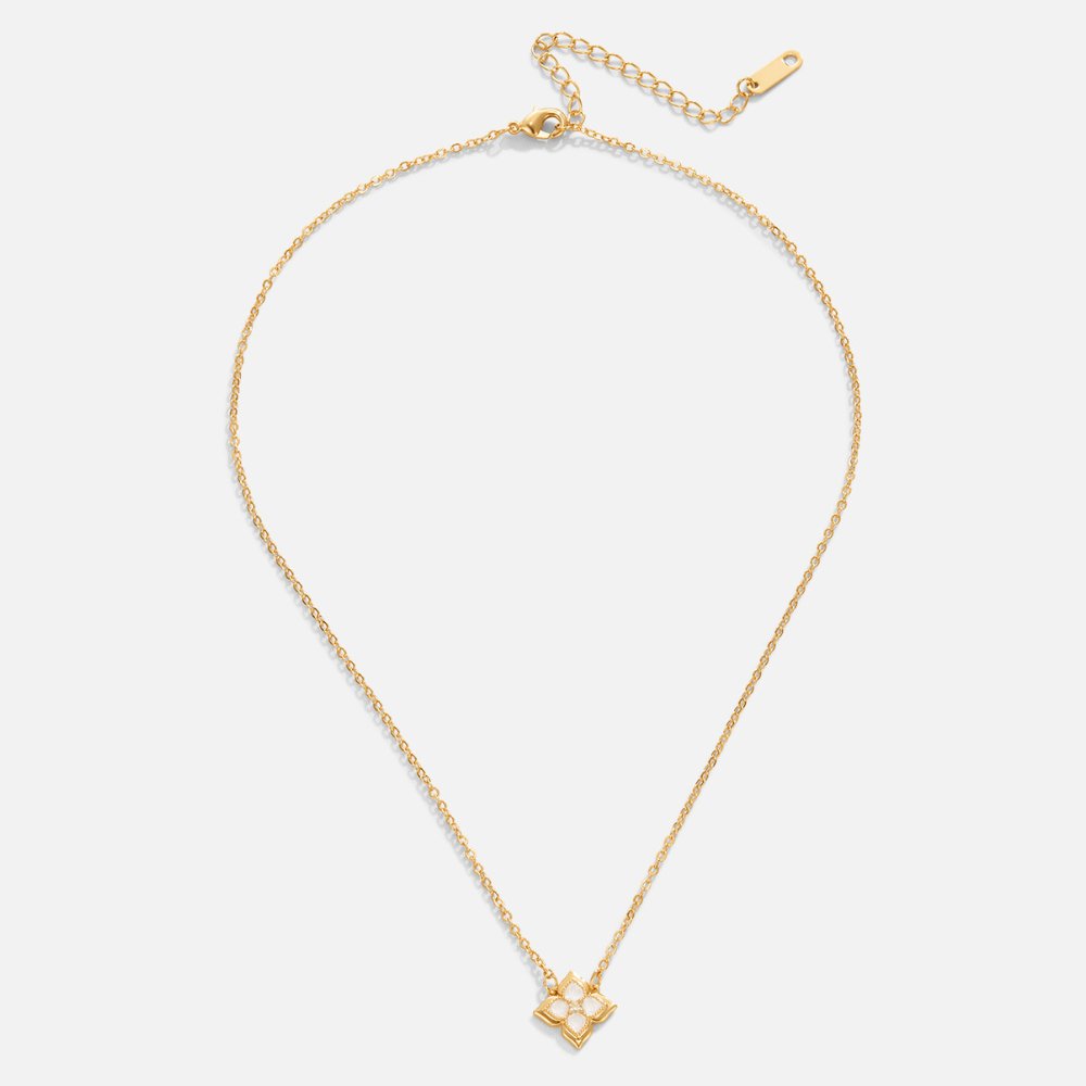 Dalia White Petal Clover Charm Necklace