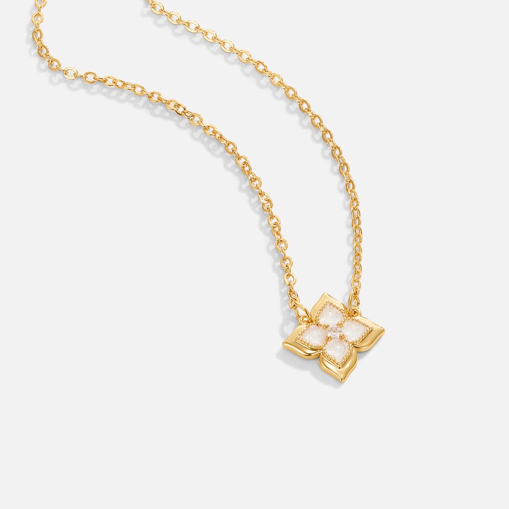 Dalia White Petal Clover Charm Necklace