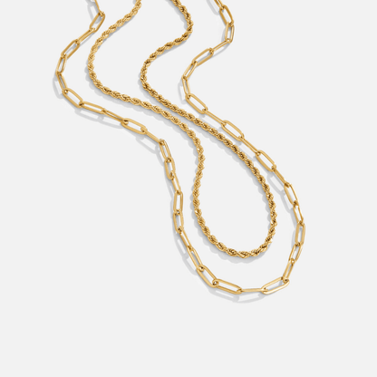 Dara Doubled Paperclip Link Layered Necklace