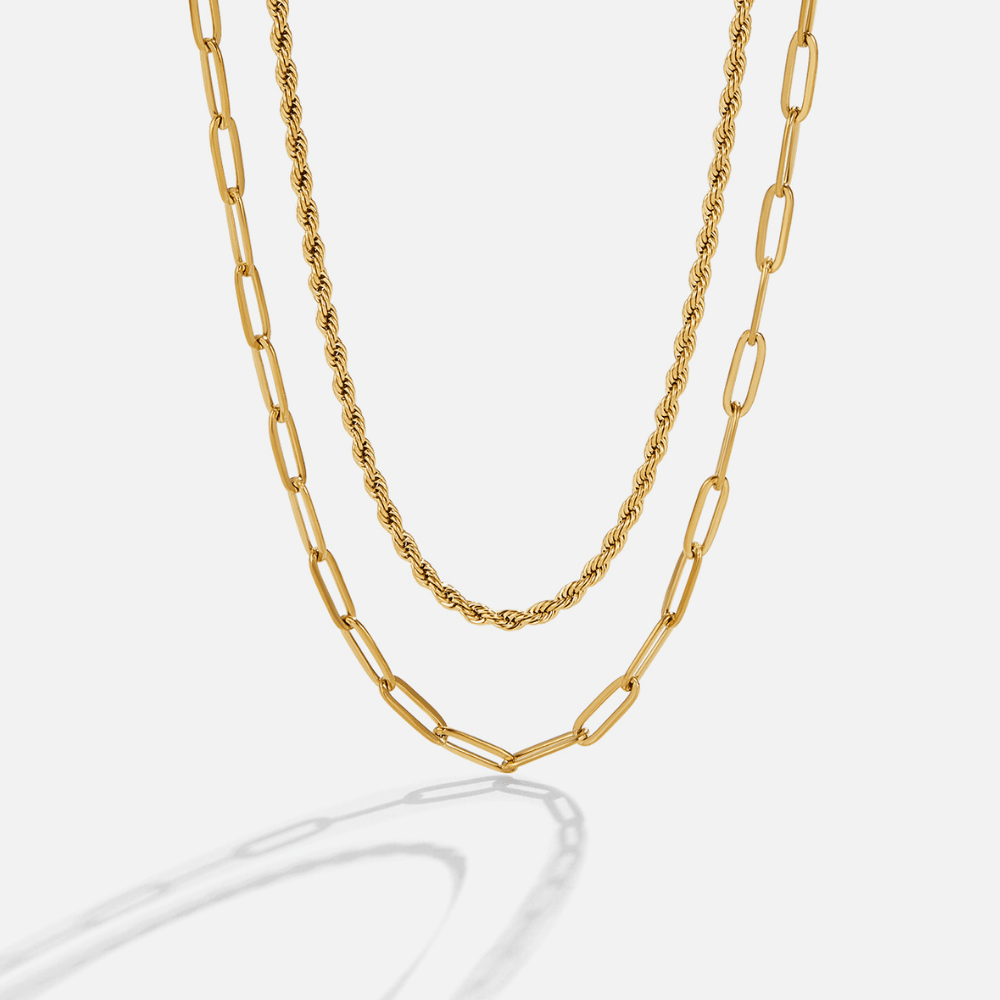 Dara Doubled Paperclip Link Layered Necklace