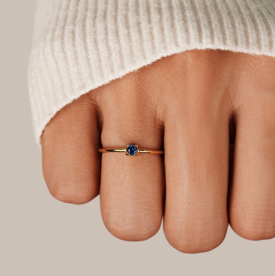 Gold-Tone December Birthstone Band in Cool Blue