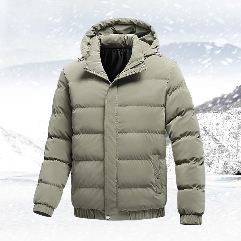 Men's Hooded Puffer Jacket – Cotton and Down Fill