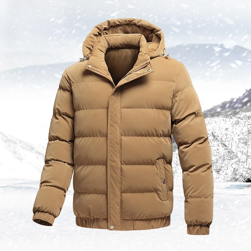 Men's Hooded Puffer Jacket – Cotton and Down Fill