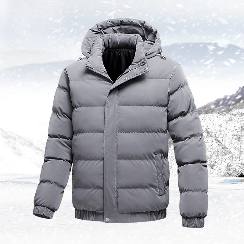 Men's Hooded Puffer Jacket – Cotton and Down Fill