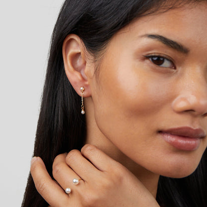 Durya Twin Pearl Ended Open Wrap Ring