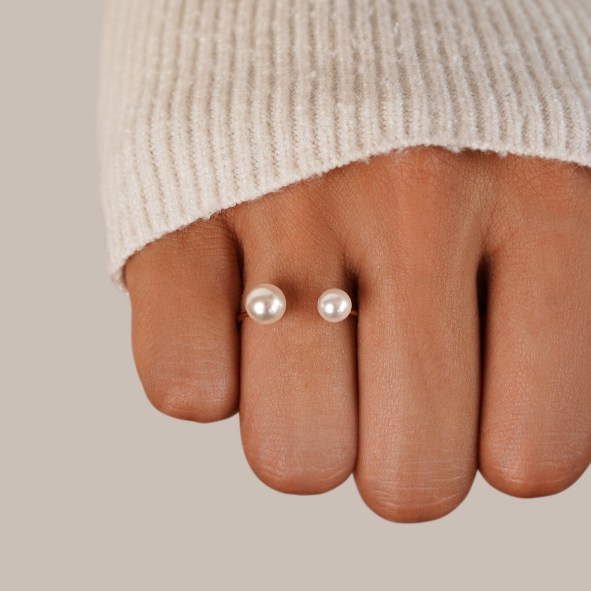 Durya Twin Pearl Ended Open Wrap Ring