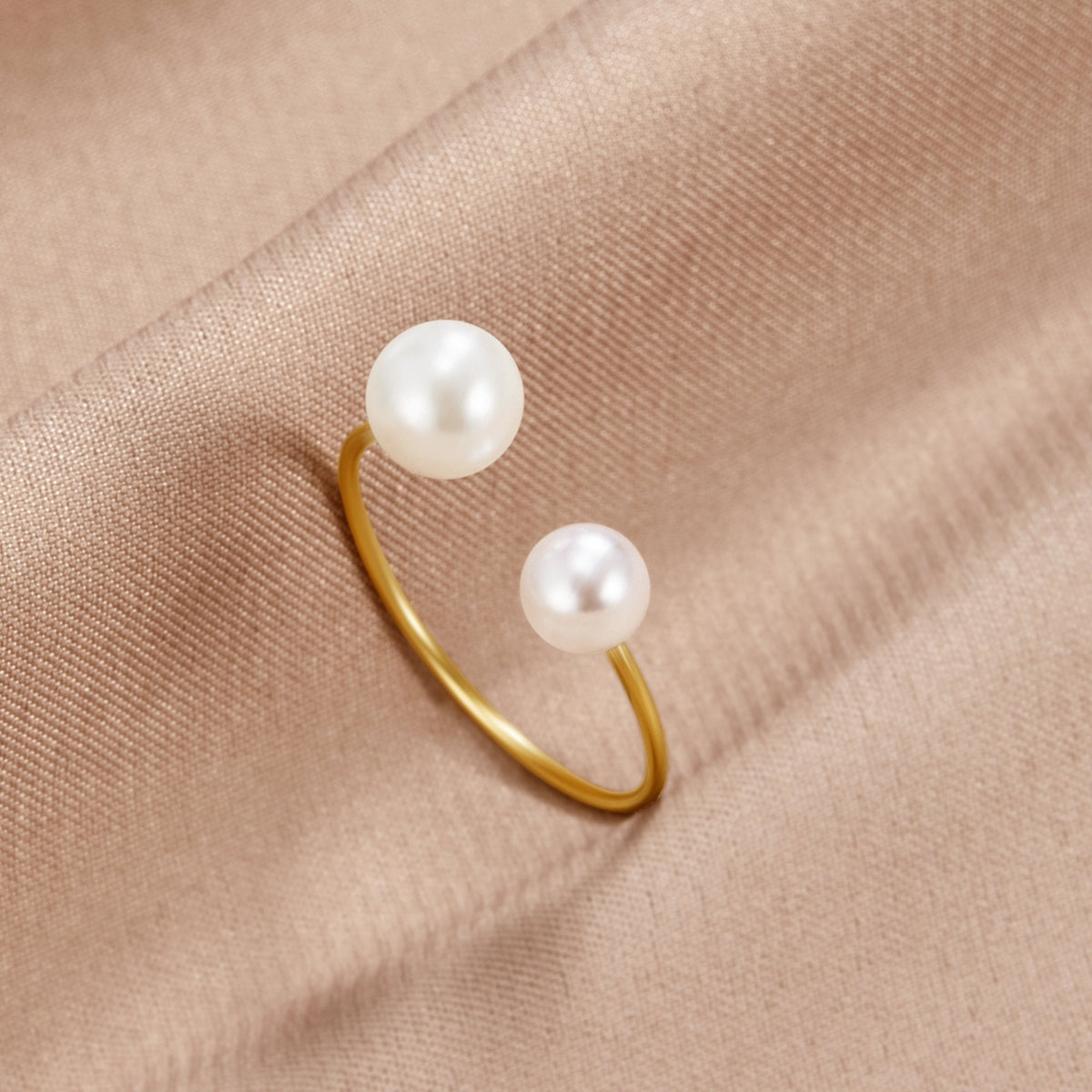 Durya Twin Pearl Ended Open Wrap Ring