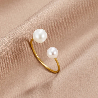 Durya Twin Pearl Ended Open Wrap Ring