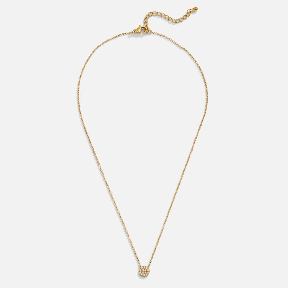 Elaine Crystal Set Slim Disc Pendant Necklace