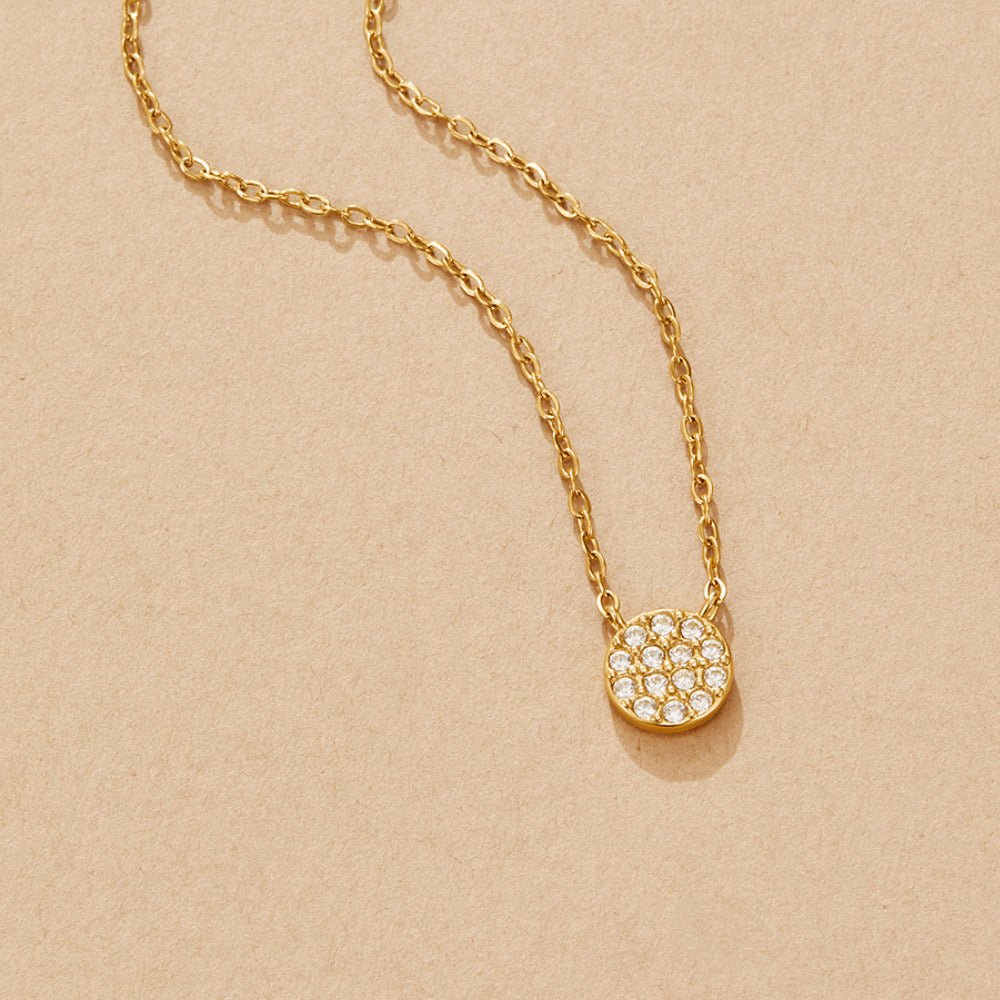 Elaine Crystal Set Slim Disc Pendant Necklace