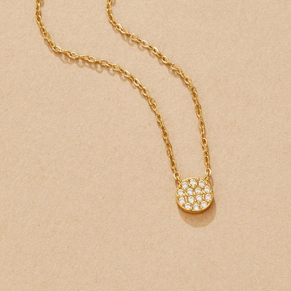 Elaine Crystal Set Slim Disc Pendant Necklace