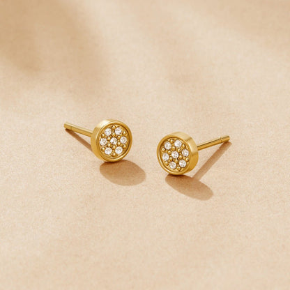 Elaine Crystal Set Round Disc Stud Earrings