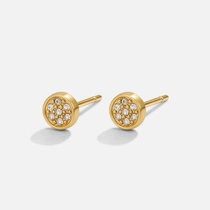 Elaine Crystal Set Round Disc Stud Earrings