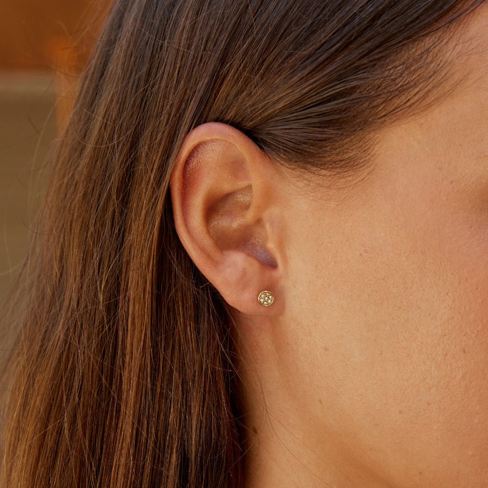 Elaine Crystal Set Round Disc Stud Earrings