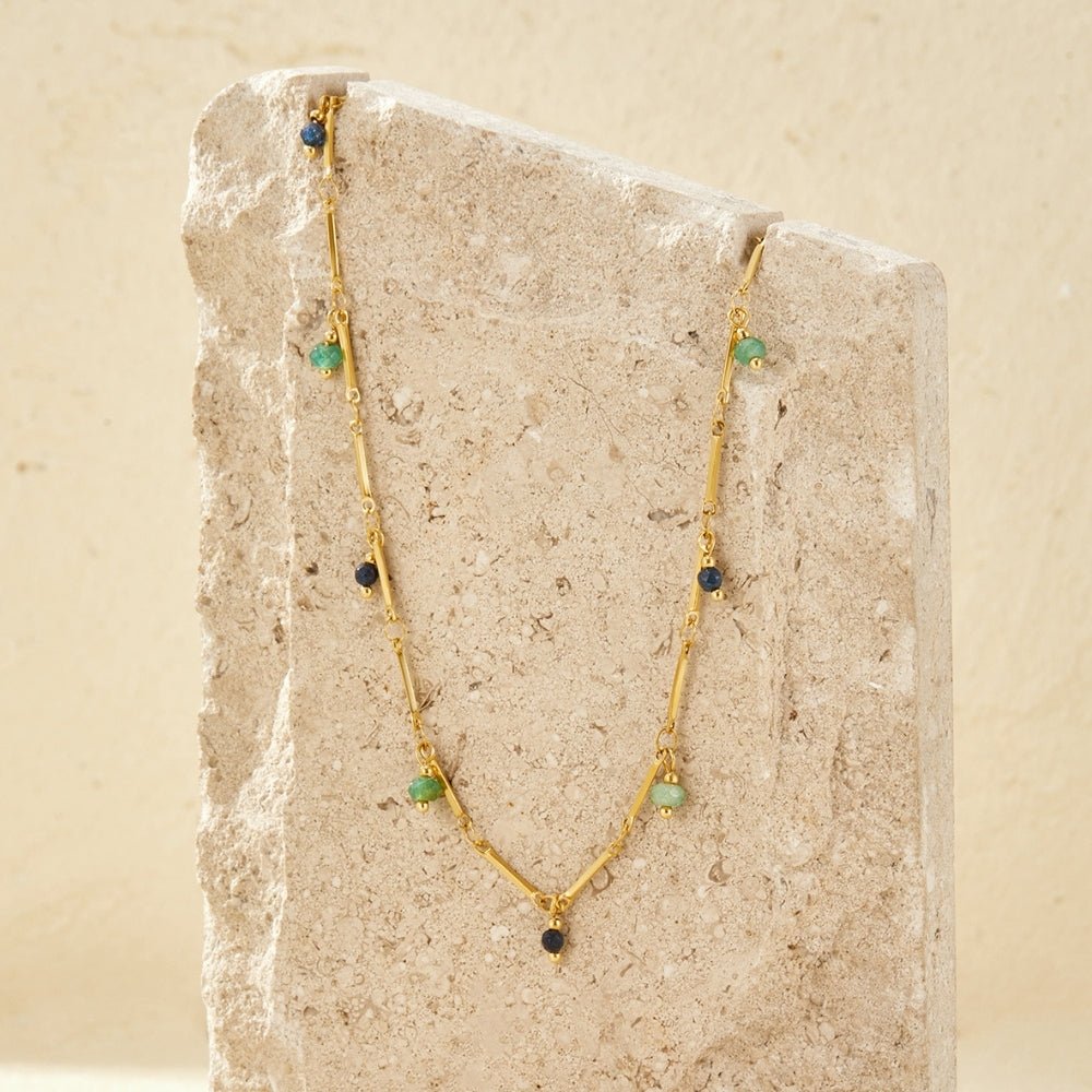 Elara Teardrop Stone-Look Pendant Necklace