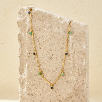 Elara Teardrop Stone-Look Pendant Necklace